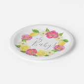 Ohベビーの柑橘類レモン花のリースのベビーシャワー ペーパープレート (アングル)
