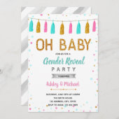Ohベビーは性を明らかにしますパーティの招待状を振りかけます 招待状 (正面/裏面)