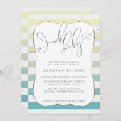 OHベビーオムブレイエロートゥブルーストライプズ 招待状 (正面/裏面)