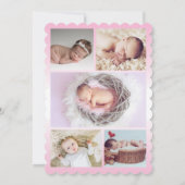 Ohベビーオーバーレイピンク写真誕生のお知らせ 案内状 (裏面)
