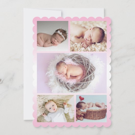 Ohベビーオーバーレイピンク写真誕生のお知らせ 案内状 (裏面)