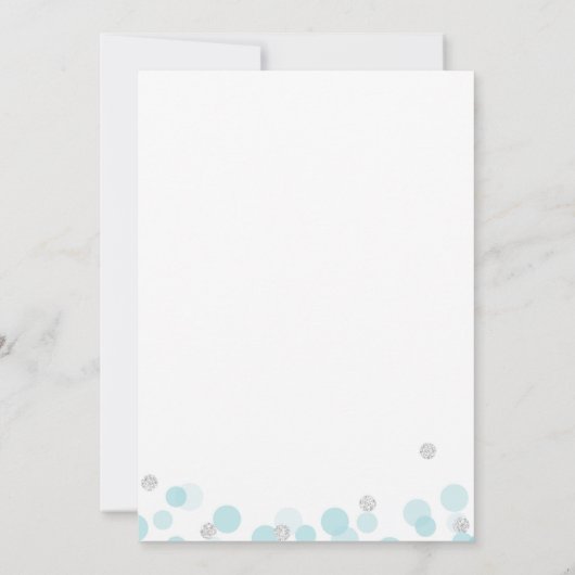 Ohベビーシャワーの招待状の男の子の青い銀製のグリッター 招待状 (裏面)