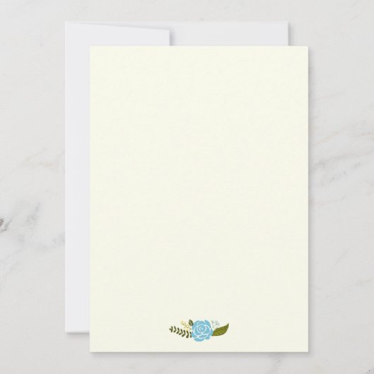 Ohベビーシャワーアクアと黄色のフローラ縁ど 招待状 (裏面)