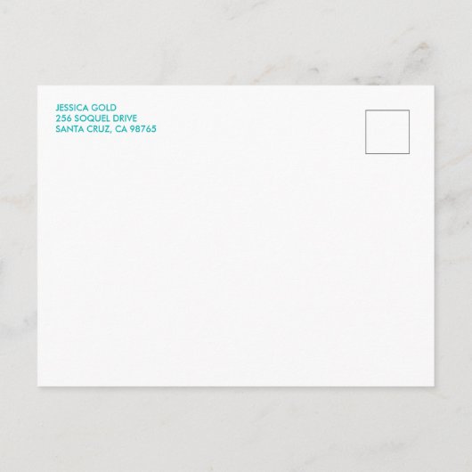 OHベビーシャワースイートブルーレインボーカスタム インビテーションポストカード (裏面)