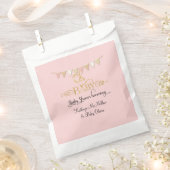 Ohベビーシャワーピンクn金ゴールドバナータイポグラフィ女の子 フェイバーバッグ (クリップ留めされた状態)