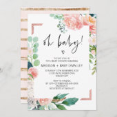 OhベビーシャワーベビーBash花模様 招待状 (正面/裏面)