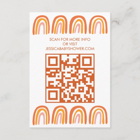OHベビーシャワー虹カスタム式QRコード エンクロージャーカード (正面)