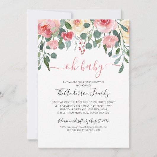 Ohベビーシャワーbyメール長距離 招待状 (正面)