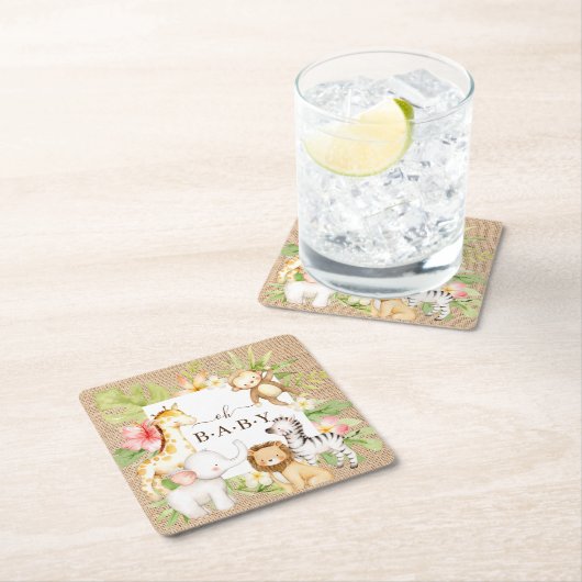 OHベビージャングルスクエア紙コースター スクエアペーパーコースター (インサイチュ)