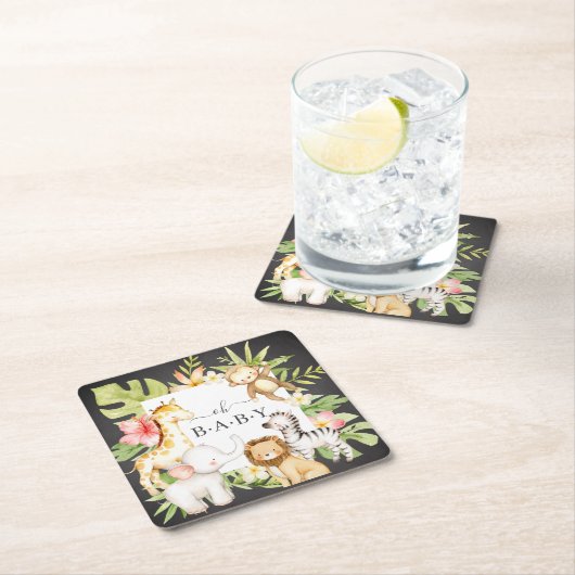 OHベビージャングルスクエア紙コースター スクエアペーパーコースター (インサイチュ)