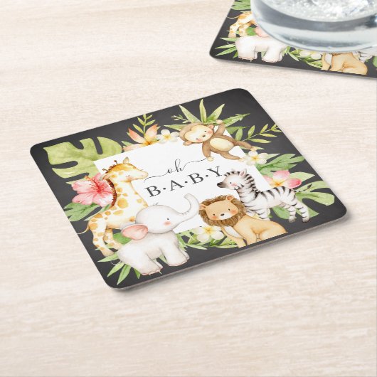 OHベビージャングルスクエア紙コースター スクエアペーパーコースター (アングル)