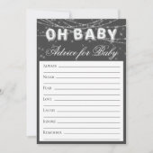 Ohベビーストリングライト |濃い灰色のモノクロアドバイス 招待状 (正面)