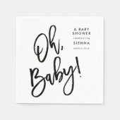 OHベビーニュートラルブラックアンドホワイトベビーシャワー スタンダードカクテルナプキン (正面)