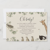 Ohベビービンテージサファリアニマルベビーシャワー 招待状 (正面)