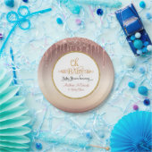 OHベビーピンクグリッタードリップスタイポグラフィベビーシャワー ペーパープレート (パーティー)