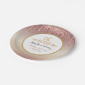 OHベビーピンクグリッタードリップスタイポグラフィベビーシャワー ペーパープレート (アングル)