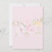 Ohベビーピンクフローラベビーシャワー結晶フレーム 招待状 (裏面)