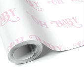 Ohベビーピンク女の子らしい女の子タイポグラフィ包装紙 ラッピングペーパー (ロールコーナー)