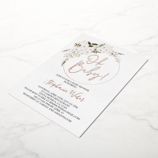 Ohベビーフローラ実在バラ金ゴールドフォイル招待状 箔招待状 (回転した状態)