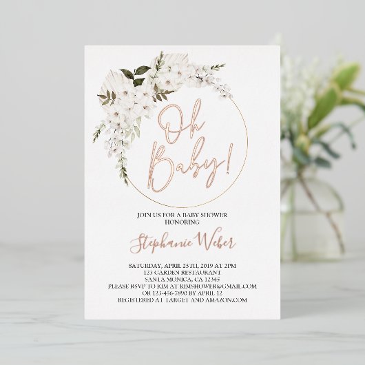 Ohベビーフローラ実在バラ金ゴールドフォイル招待状 箔招待状 (立ち正面)