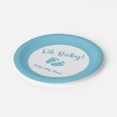 OHベビーベビー足ブルーボーイベビーシャワー ペーパープレート (アングル)