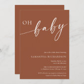 OHベビーミニマリストテラコテ男女兼用ータ 招待状 (正面/裏面)