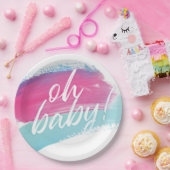 Ohベビーモダン性別明らかにする紙プレート ペーパープレート (パーティー)