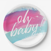 Ohベビーモダン性別明らかにする紙プレート ペーパープレート (正面)