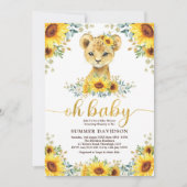 OHベビーライオンCUBヒマワリーグリーンリーベビーシャワー 招待状 (正面)