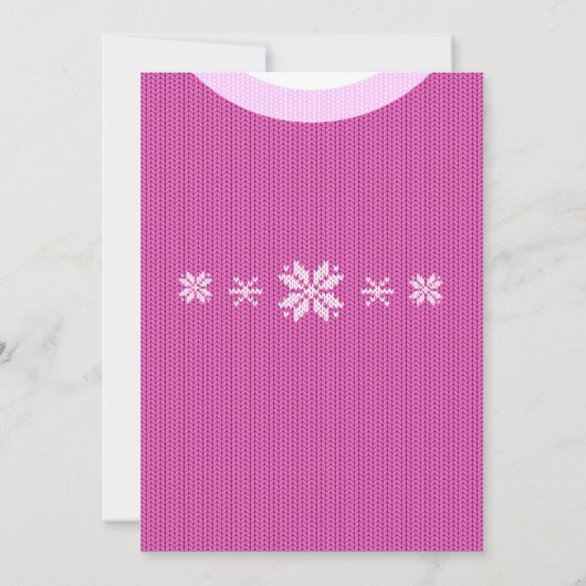 OHベビー冬の赤ちゃんシャワーニットセーターピンク 招待状 (裏面)