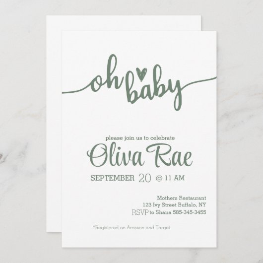 Ohベビー招待状 (正面/裏面)