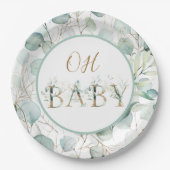 OHベビー紙プレートユーカリプタスベビーシャワー ペーパープレート (正面)