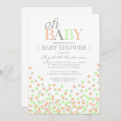 Ohベビー紙吹雪 |ベビーモダンシャワー招待状 招待状 (正面/裏面)