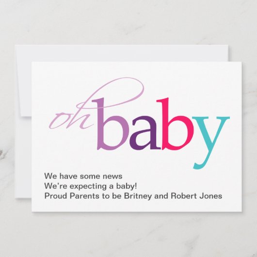 Ohベビー! 妊娠の発表 案内状 (正面)