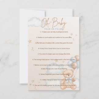OHベビー，赤ちゃんシャワートリビアゲーム，真または偽 招待状