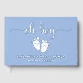 Ohボーイシルバーフォイルブルーベビー足ボーイシャワー ゲストブック (正面)