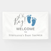 Ohボーイブルーグリッター足ベビーシャワーウェルカム 横断幕 (横)