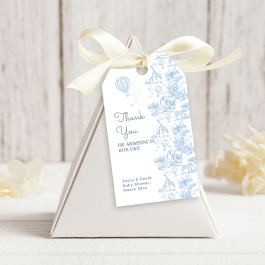 Ohボーイブルートイレサファリアニマルベビーシャワー ギフトタグ