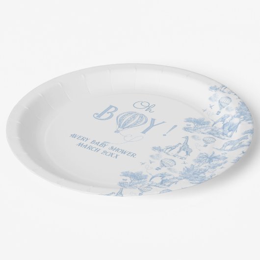 Ohボーイブルートイレサファリアニマルベビーシャワー ペーパープレート (アングル)
