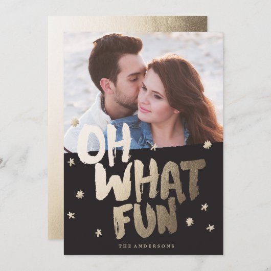 OH何のおもしろいブラックのクリスマスグリーティングカード シーズンカード (正面/裏面)