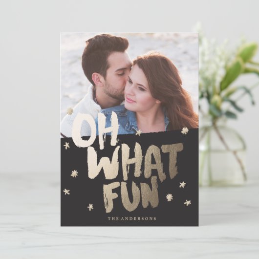 OH何のおもしろいブラックのクリスマスグリーティングカード シーズンカード (スタンド正面)