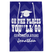 Oh場所卒業生濃紺の行きます ミディアムペーパーバッグ (正面)