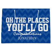 Oh場所卒業生濃紺の行きます ラージペーパーバッグ (正面)