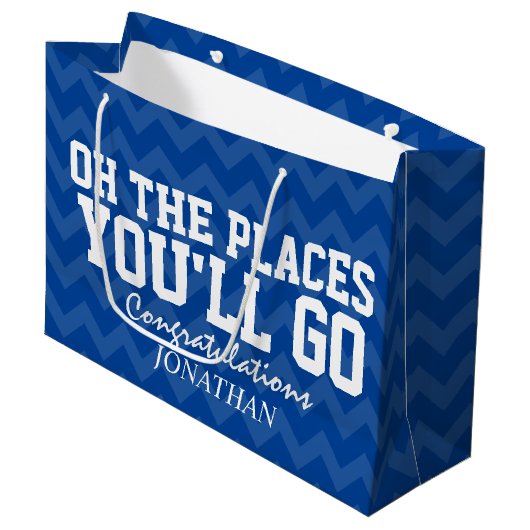 Oh場所卒業生濃紺の行きます ラージペーパーバッグ (正面アングル)