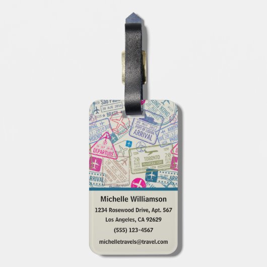 Oh場所私はパスポートのスタンプの荷物のずっとラベルです ラゲッジタグ (裏面縦)