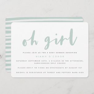 Oh女の子、ベビーシャワーのパーティの招待状 招待状
