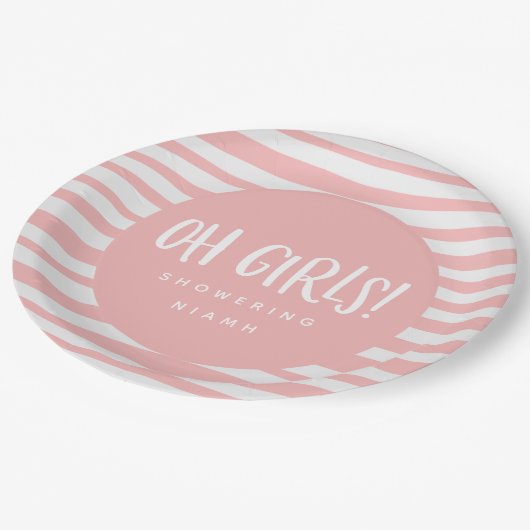 Oh女の子、対のベビーシャワーのパーティーのナプキン ペーパープレート (アングル)