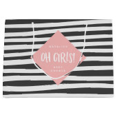 Oh女の子! 対の女の子はギフトのパーティー感謝していしています ラージペーパーバッグ (正面)