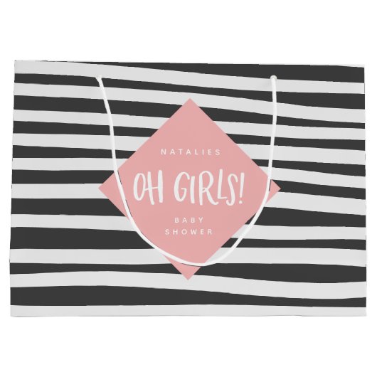 Oh女の子! 対の女の子はギフトのパーティー感謝していしています ラージペーパーバッグ (裏面)