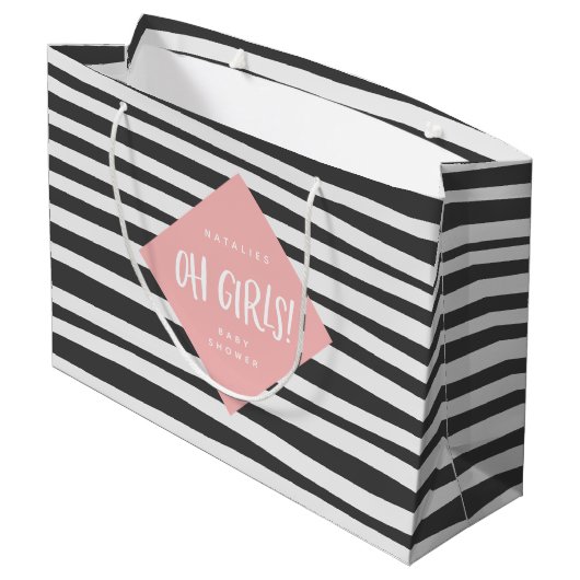 Oh女の子! 対の女の子はギフトのパーティー感謝していしています ラージペーパーバッグ (裏面アングル)